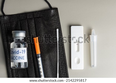 Rapid Antigen Test kit with Negative result during swab COVID-19 testing. Coronavirus Self nasal or Home test, Lockdown and Home Isolation concept