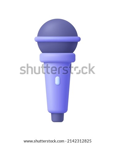 Microphone for radio or music entertainment. Audio equipment for broadcasts and interviews. Singing or podcast concept.3d vector icon. Cartoon minimal style. Royalty-Free Stock Photo #2142312825