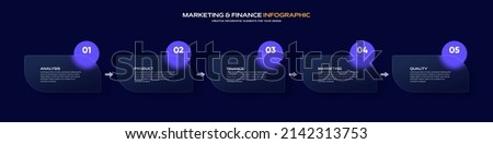 Business timeline chart template. Infographic 5 steps. Glass morphism effect. Vector illustration. Royalty-Free Stock Photo #2142313753