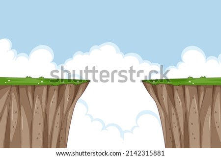 Nature outdoor scene with cliff illustration Royalty-Free Stock Photo #2142315881