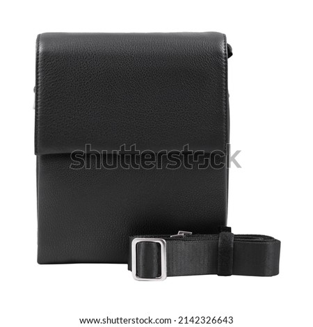Black leather wallet with a compartment for plastic cards isolated on a white background