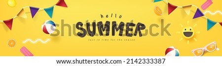 Abstract colorful Summer banner background with beach vibes decorate Royalty-Free Stock Photo #2142333387