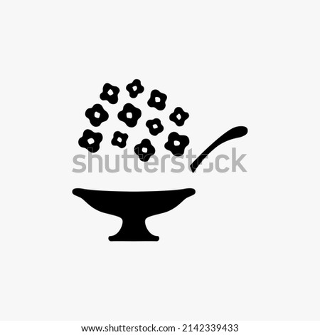 Shaved ice with flowers, black silhouette vector symbol design