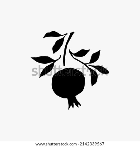 pomegranate fruit, black silhouette vector symbol design