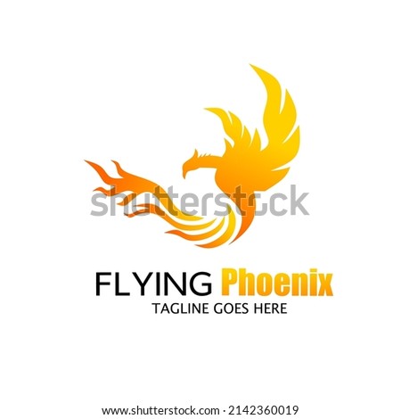 Illustration vector graphic of, template logo flying Phoenix feathers shape fire perfect for logo freedom