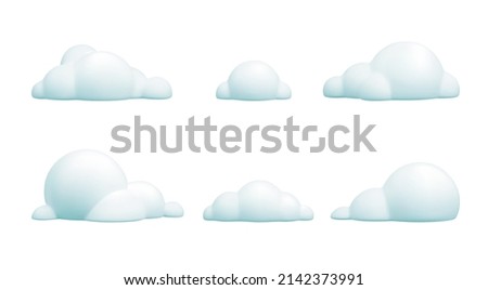 3d render set cartoon clouds isolated Various white cloud shapes for games, animations, web. Vector cartoon illustration