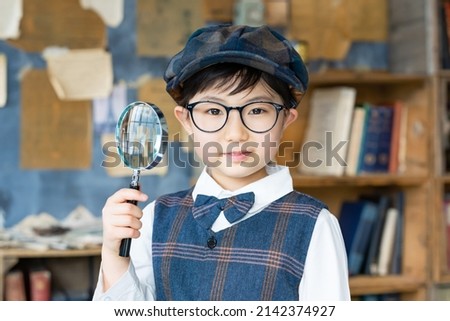 Asian little child wearing fomal suits. Memorial photo. Royalty-Free Stock Photo #2142374927