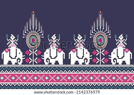Beautiful figure tribal Thai geometric ethnic oriental pattern traditional on purple background.Aztec style,embroidery,abstract,vector illustration.design for texture,fabric,clothing,wrapping,print.