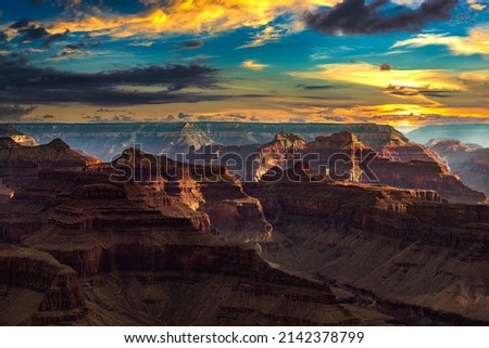 Grand Canyon National Park at sunset, Arizona, USA Royalty-Free Stock Photo #2142378799