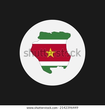 Surinam map silhouette with flag on white background