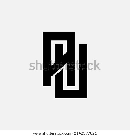 Monogram Logo, Initial letters U, A, UA or AU, Interlock, Modern, Sporty, Black Color on White Background