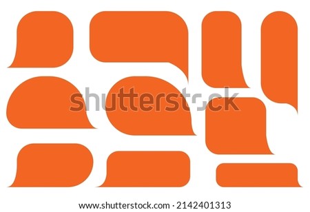 Set orange speech bubbles on white background. chat box or chat vector square and doodle message or communication icon Cloud speaking for comics and minimal message dialog Royalty-Free Stock Photo #2142401313