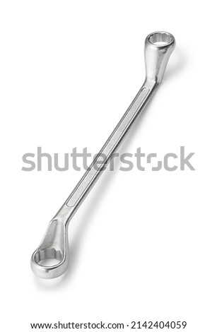 A combination open-ended and box-ended wrench isolated on white background. Maintenance concept.