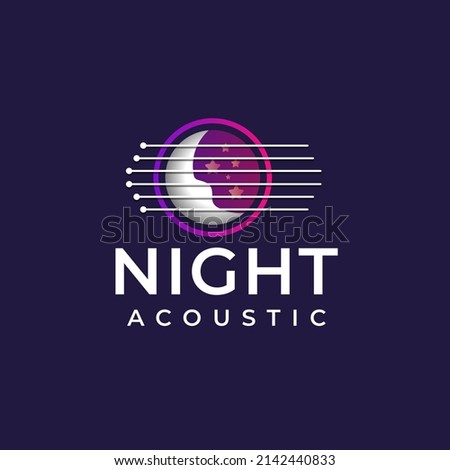 Gradient moon and acoustic string logo