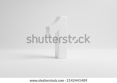 Number one on white background. 3D rendering. Royalty-Free Stock Photo #2142441489