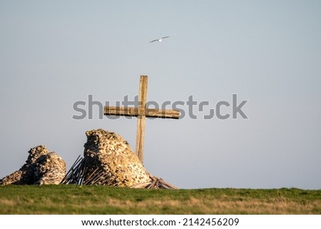 Cross inscribed with 'peace' at St. Benet's Abbey, Ludham, in the Norfolk Broads