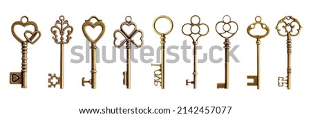 Vintage key set on isolate white background