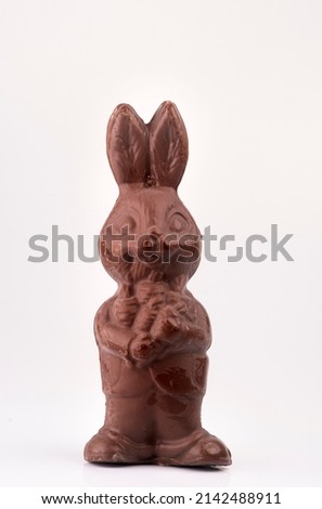 homemade chocolate easter bunny isolated front view on white background