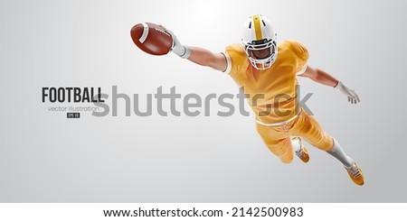Realistic silhouette of a american football player man in action isolated white background. Vector illustration