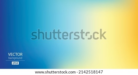 Abstract blurred gradient mesh background in blue and yellow colors of national flag of Ukraine. Poster or banner template. Easy editable soft colored EPS8 vector illustration without transparency. Royalty-Free Stock Photo #2142518147