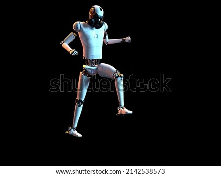humanoid white robot Futuristic robot with humanoid figure 3D illustration