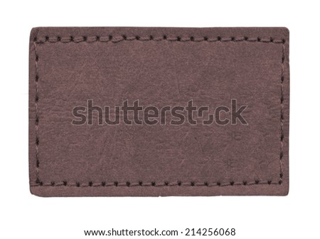 blank brown leather jeans label isolated on white background