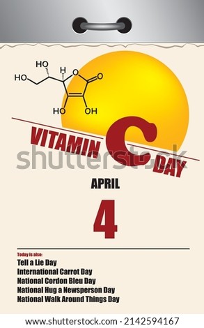 Old style multi-page tear-off calendar for April - National Vitamin C Day