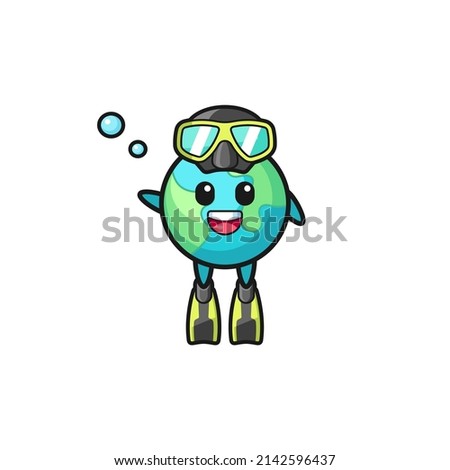 the earth diver cartoon character , cute design