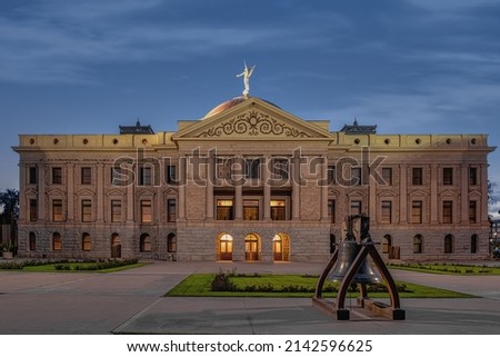Arizona State Capitol in Phoenix at dusk.  Royalty-Free Stock Photo #2142596625