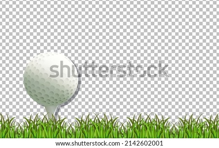 Golf ball and grass on transparent background illustration