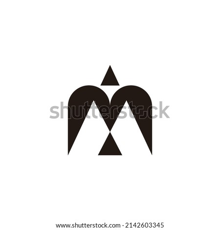 letter m bird shape abstract geometric simple logo vector