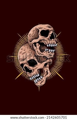 Two head skull vector illustration