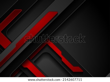 Red and black geometric abstract technology background. Vector design
