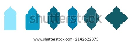 Set of islamic window frame vector in long banner. Can be used for background, frame, and to complete your design