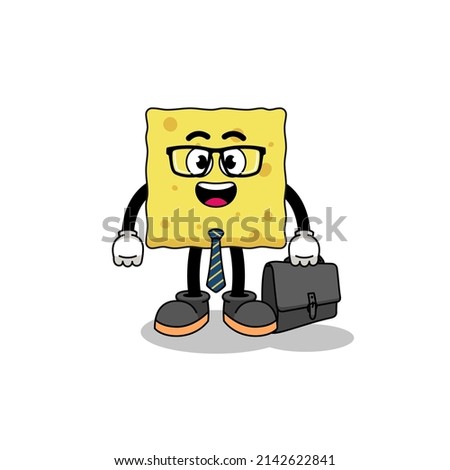 sponge mascot as a businessman , character design