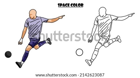 illustration and line art of football players. illustrations for kids learning to color. eps file