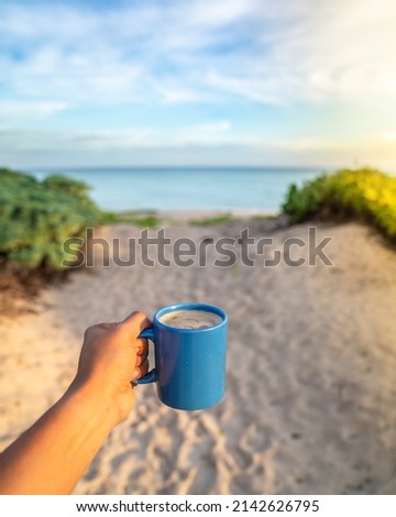 morning coffee by the beach