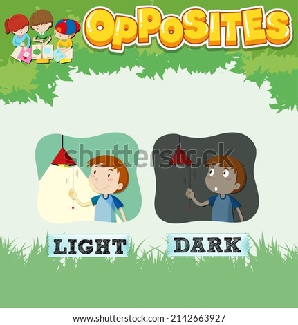 Opposite words for light and dark  illustration