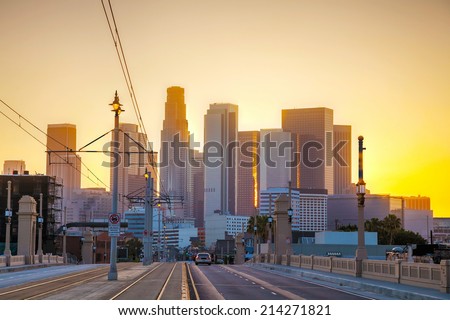 Los Angeles cityscape at the sunrise
