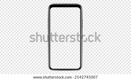 Mobile Phone Mockup Isolated of smartphone with blank screen isolated on white background, mobile web-site design or screenshots your app - smartphone template	