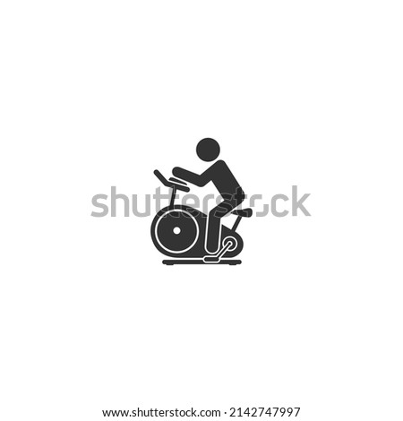 Man training on exercise bike icon. Vector icon isolated on white background