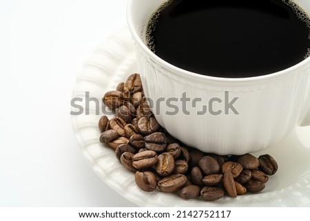 Hot black coffee isolated on white background