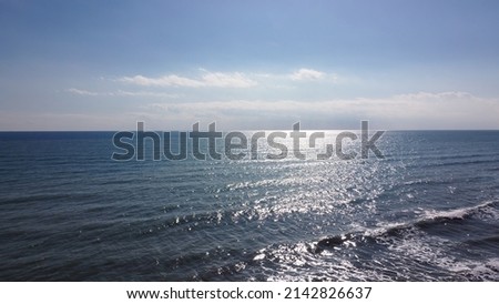 Aerial Shot Of Sea And Horizon, Mediterranean Sea