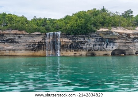 Spray Falls, waterfall at Pictured Rocks National Lakeshore, Upper Peninsula, Michigan USA	