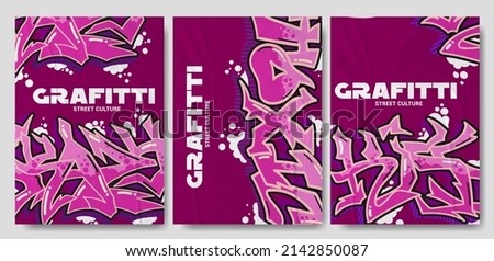 Collection of trendy vector posters with graffiti and splatter elements on isolated background with paper texture Royalty-Free Stock Photo #2142850087