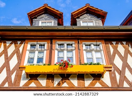 typical half timbered facade in germany - photo Royalty-Free Stock Photo #2142887329
