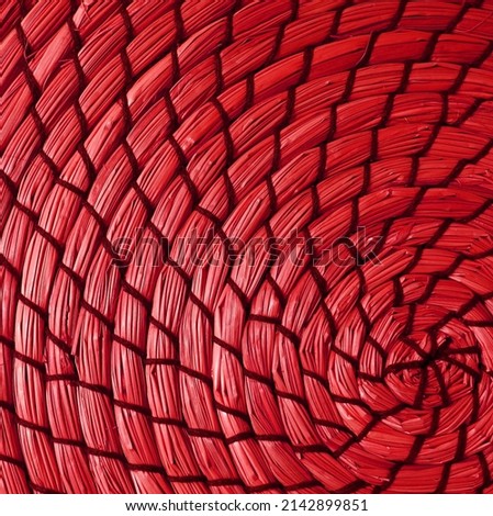 Artistic crimson red colored woven water hyacinth place mat