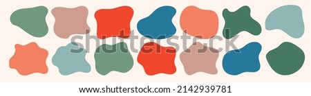 Organic amoeba blob shape abstract colorful vector illustration isolated on white background. Set of irregular round blot form graphic element. doodle drops collection. Contemporary banner