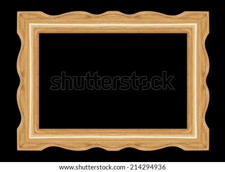 Wooden picture frame isolated on black background