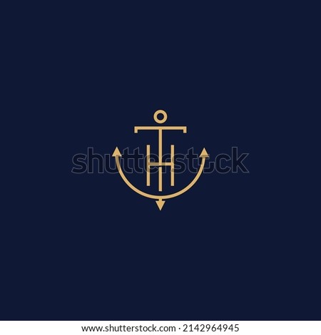 Monogram of Initial Letter TH HT  Sailor Anchor Maritime Marine Ship Nautical Logo template